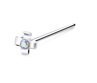 Stone Set Cross Straight Nose Stud NSKA-777